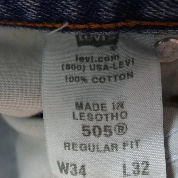 Vintage Levi's 505 Regular Fit Pants Men's 34X32 Blue Denim Straight Workwear - Picture 8 of 13